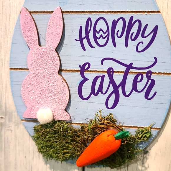 Easter Sign with Ribbon - Mailable- Great wall hanging or Easter card gift - Picture 2 of 3